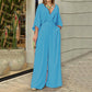 Eleganter Jumpsuit mit V-Ausschnitt und weiten Beinen